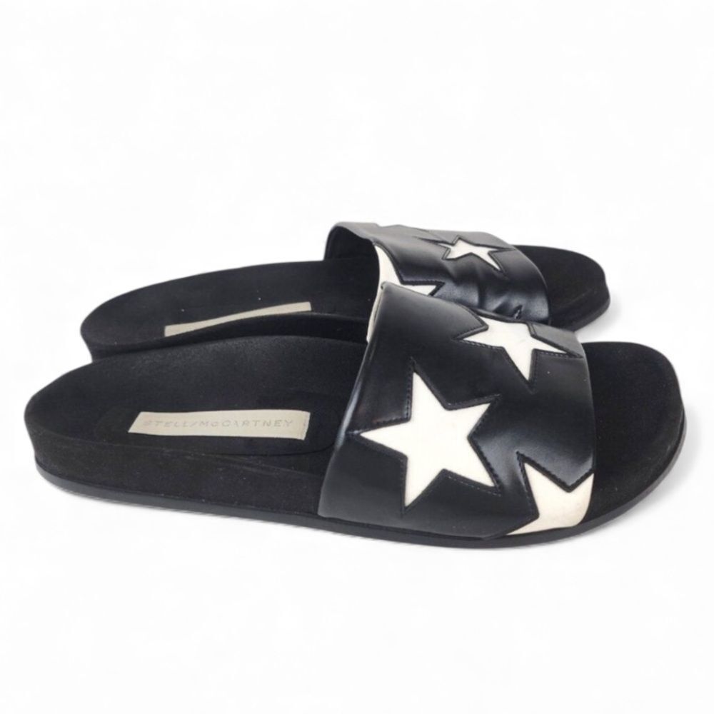STELLA MCCARTNEY Black and White Star slide Sandals 38 8 US